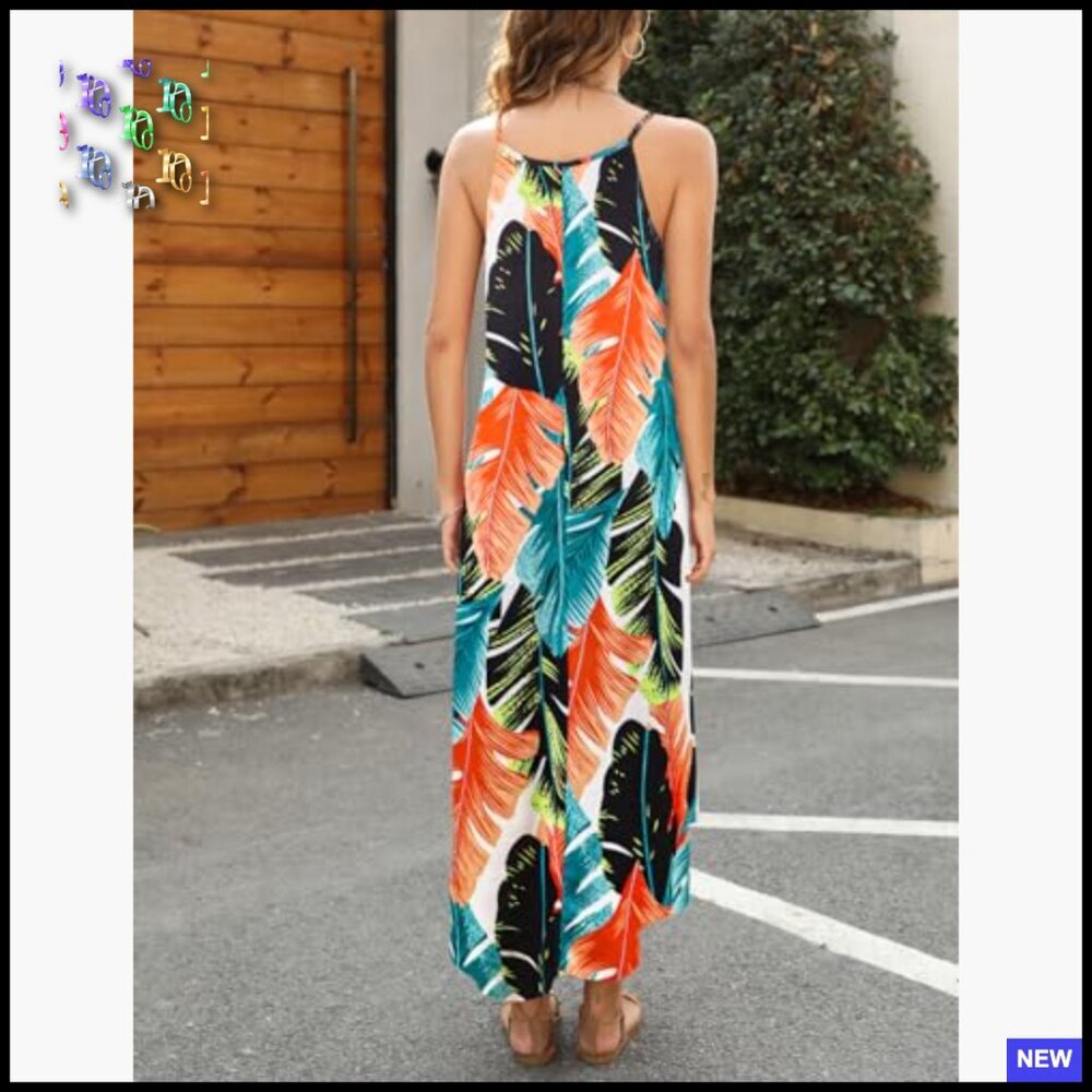Sleeveless Halter Maxi Dress Side Slit Beach Coverup Casual Summer Boho - Picture 5 of 7